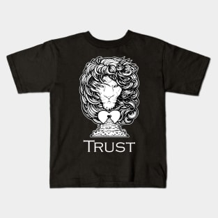 Heart of A Lion - Trust - White Outlined Version Kids T-Shirt